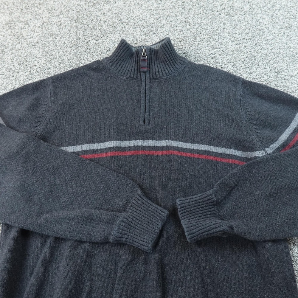 Eddie Bauer Sweater Mens XLT Gray 1/4 Zip Mock Neck Knit Pullover Outdoor Hiking